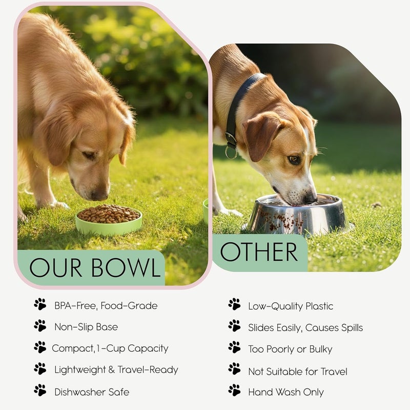 Barkin' Trails Barkin’ Trails Travel Dog Bowls, Portable Outdoor Water, BPA-Free, Food Grade Plastic Dog Travel Bowl, Camping Essentials & Container (Matcha) - Image 4